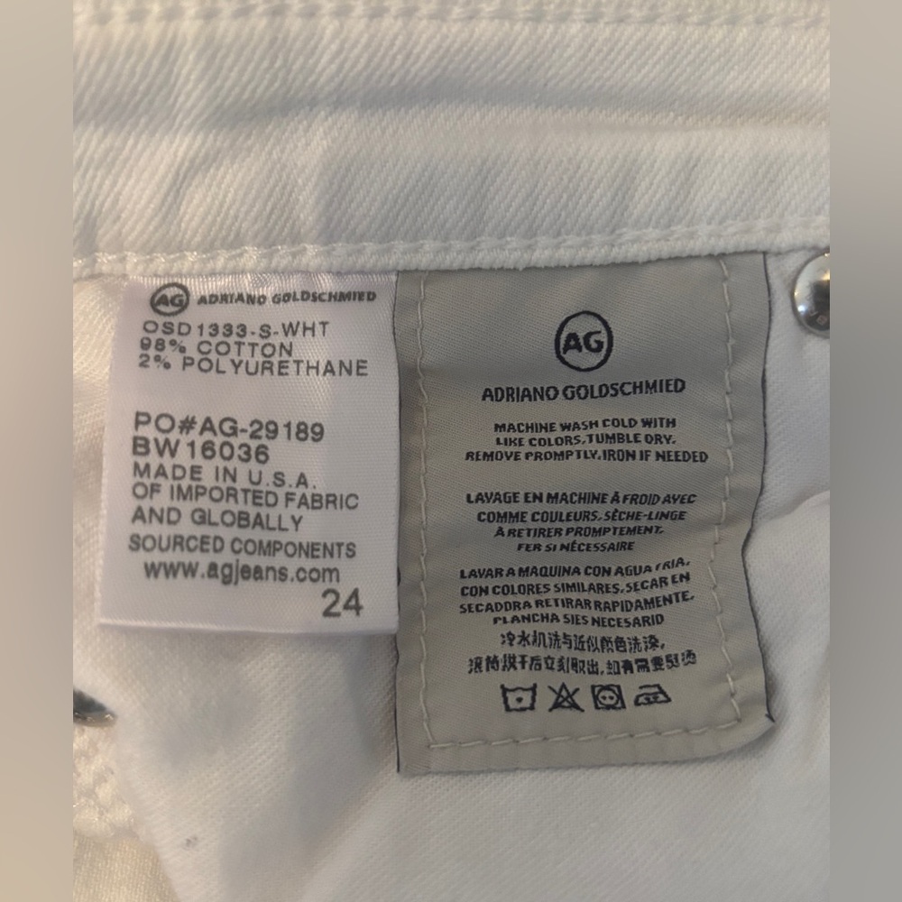 AG Adriano Goldschmied The Stilt Roll-Up Cigarette Jeans White Size 24 - Picture 5 of 7